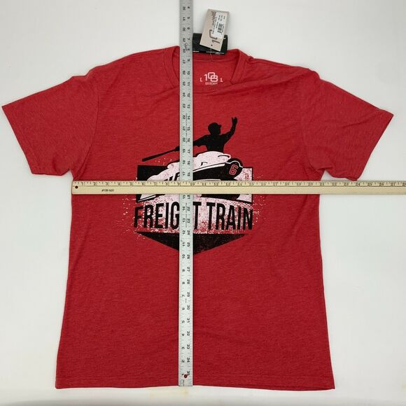 108 Stitches Baseball Freight Train Shirt Men's Size L Poppy Red Tri-Blend New - Picture 4 of 7